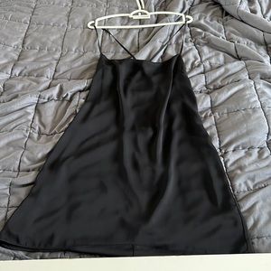 Aritzia black silk op n back dress